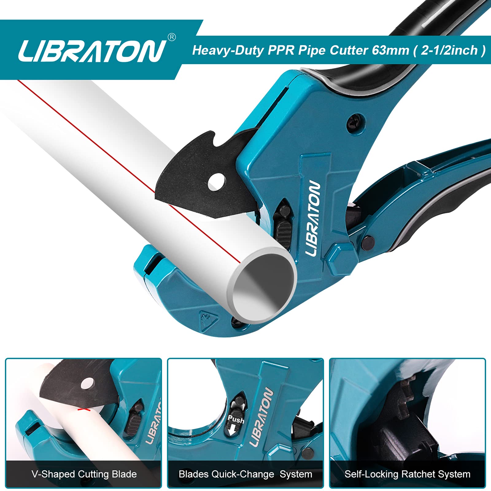 Libraton PVC Cutter, Up to 21/2", PVC Pipe Cutter 2 Inch, ABS Pipe