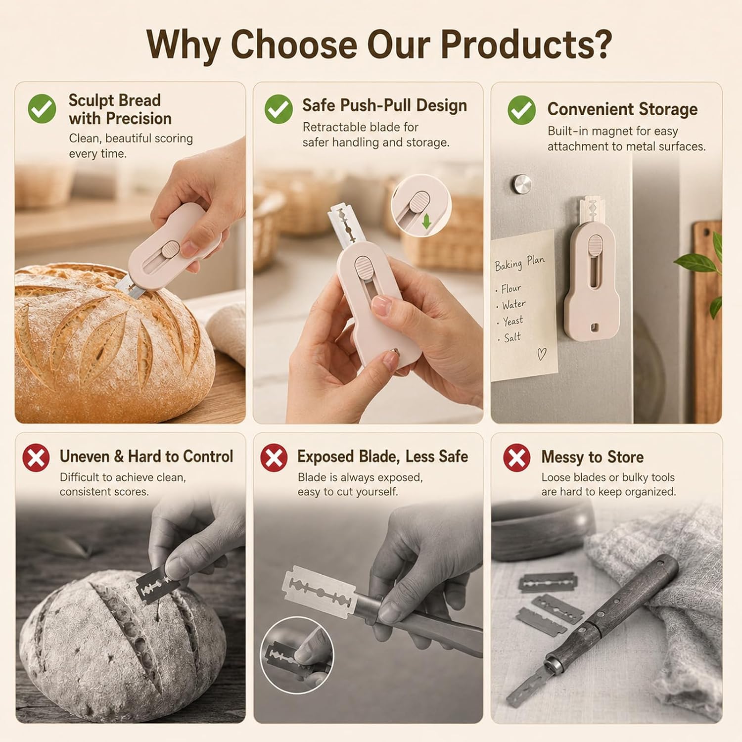 2Pcs Versatile Bread Scoring Tool Bread Lame Sourdough Scoring Tool