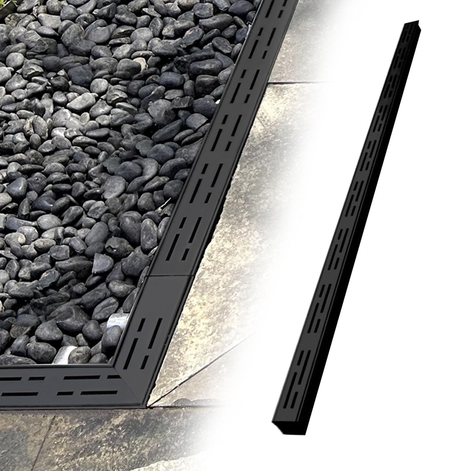 Tapa de Drenaje Exterior con Rejilla Negra. Sistema de Drenaje de Agua de Acero Inoxidable para Patio, sótano y canaletas de hormigón (2"x2").