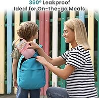 Vista 6 de Tarro de comida aislado 2 en 1 con un recipiente para aperitivos, termo de sopa para niños de 15 onzas para comida caliente con asa y cuchara