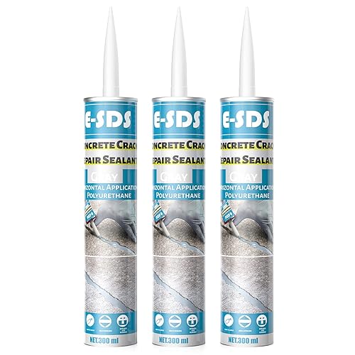 E-SDS Llenador de grietas de hormigón y sellador autonivelante, construcción de poliuretano, sellador flexible para grietas horizontales, gris, 10.5