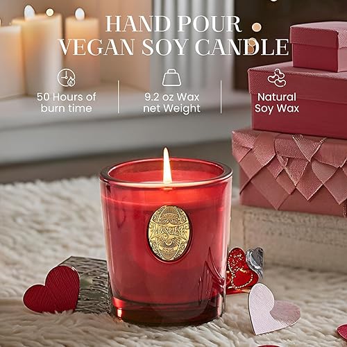 Miniatura 3 de M&SENSE Vela de soja natural fuerte  Camelia roja y rojo vivo  9.2 onzas, tiempo de combustión 50H  Regalo de vela para ella  Vela perfumada para el