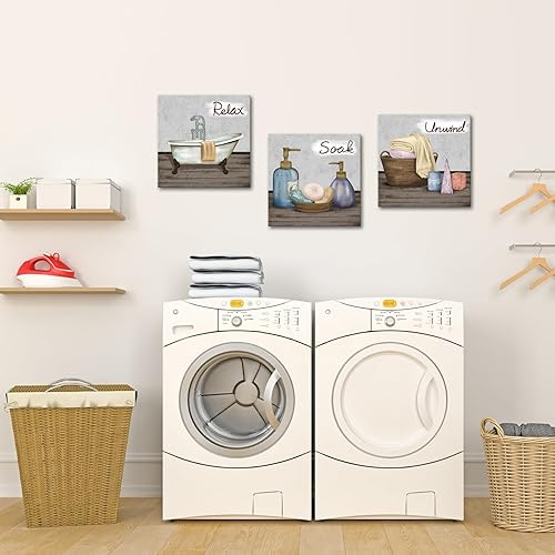 Miniatura 5 de Conipit Imágenes de baño para pared, relajarse, arte de pared de baño, lienzo, jabón, spa, bañera, pinturas para baño, baño, decoración de pared,