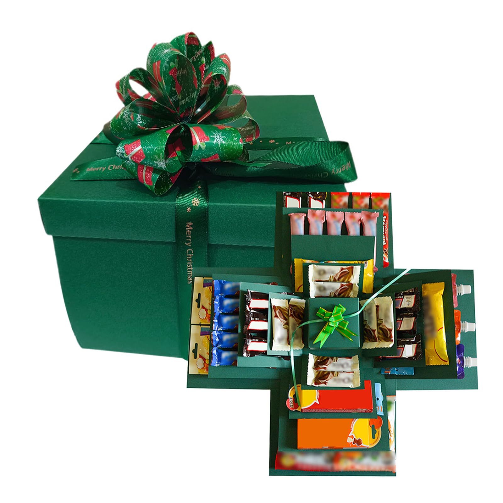 KMDZDZGS 5-Layer Explosion Gift Box, DIY Creative Exploding Gift Box, Candy Box, Handmade Surprise Box for Christmas Anniversary Birthday Valentine's Day and Wedding (Green)