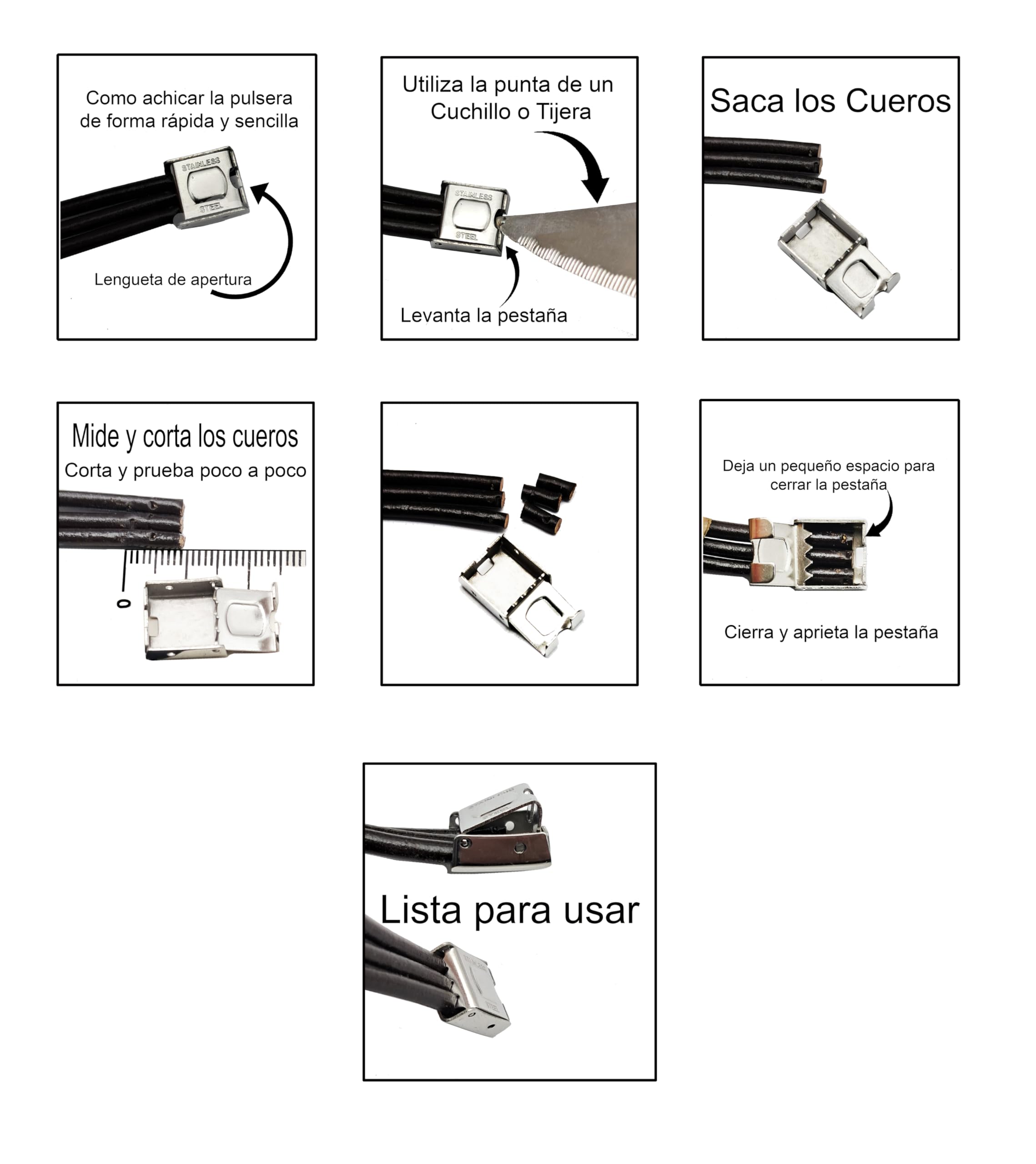 Ekonat- Pulsera hombre personalizada - Pulsera cuero hombre Personalizadas- Pulsera hombre acero inoxidable personalizada ajustable. CUERO DURADERO DE CALIDAD