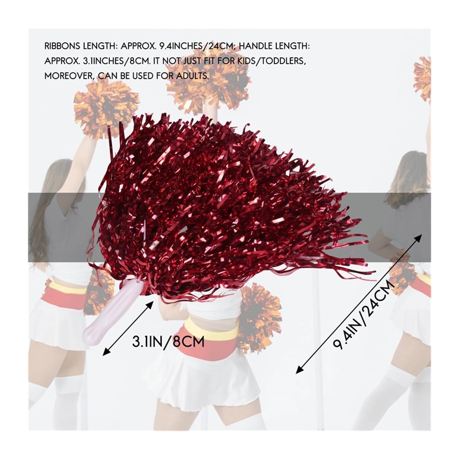 24 Pièces De Pompons Pom-pom Girl En Feuille Métallique Pour pom-pom girl