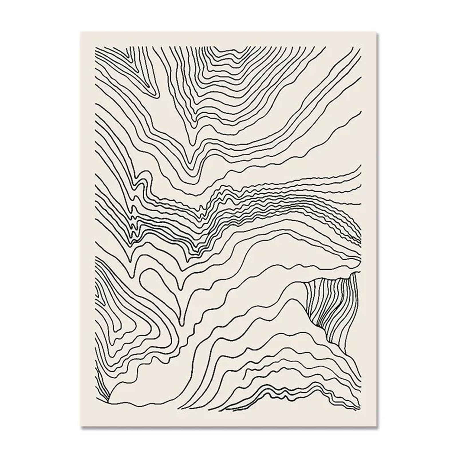 XENITE Wall Art Canvas Prints Nordic Black And White Canvas Painting No Frame Abstract Lines Distant Wall Art Picture For Living Room Decor(F,50x70cm)