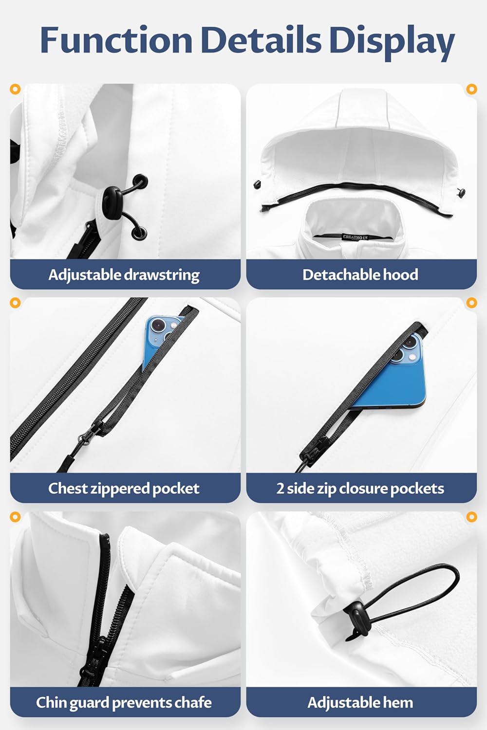 CREATMO US Women's Lightweight Softshell Vest Outerwear Windbreaker Sleeveless Jacket With Removable Hood - Image 6