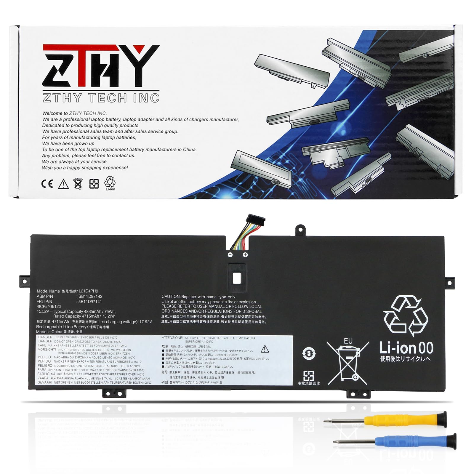 Amazon.com: 75Wh L21C4PH0 Battery Replacement for Lenovo IdeaPad