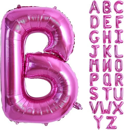 TONIFUL Globos grandes de 40 pulgadas de color rojo rosa con letras B, globos gigantes de letras del alfabeto, globos grandes de Mylar para