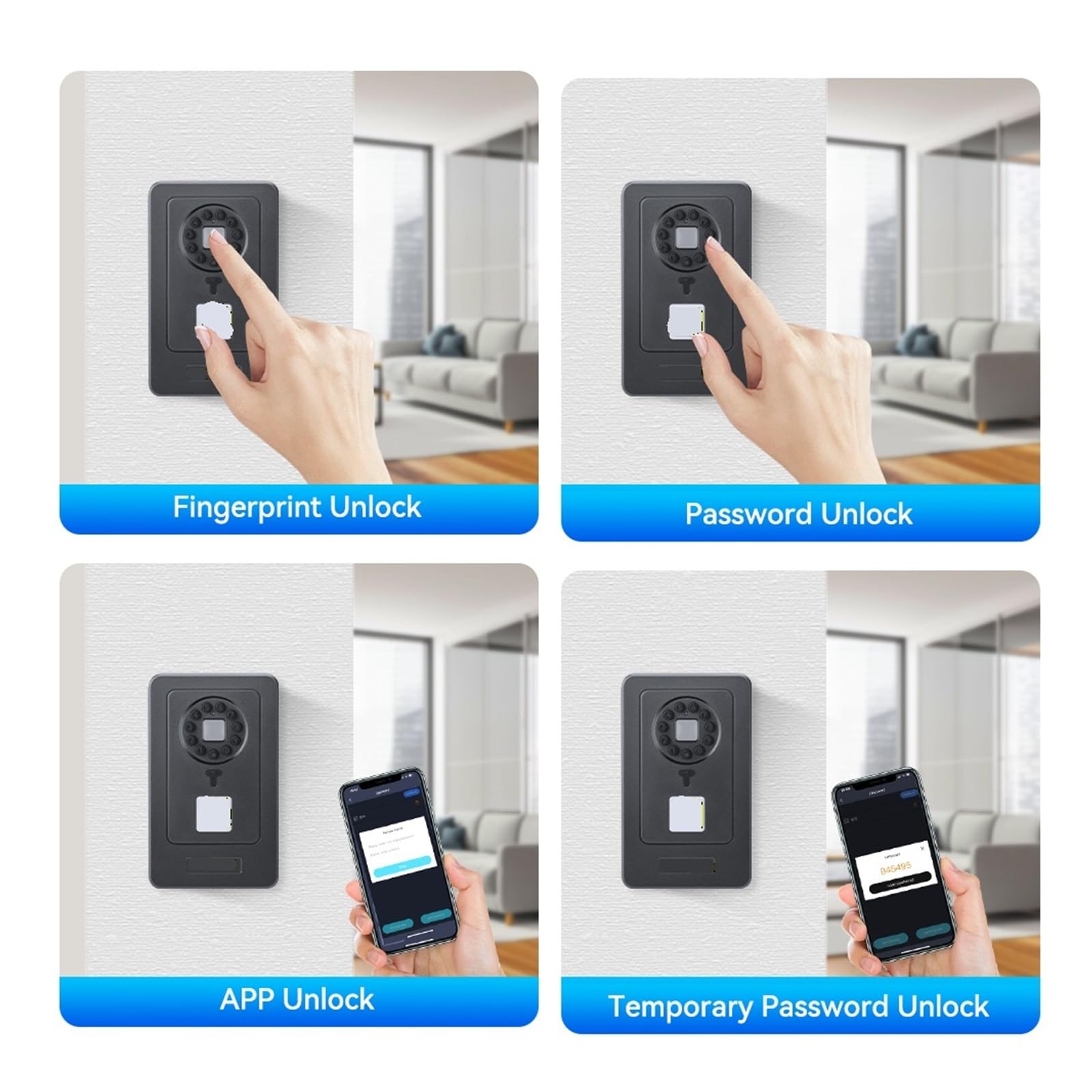 Cassaforte, Smart Key Safe Box Blocco di archiviazione for impronte digitali Cassetta sicurezza con codice password a 6 cifre Funziona