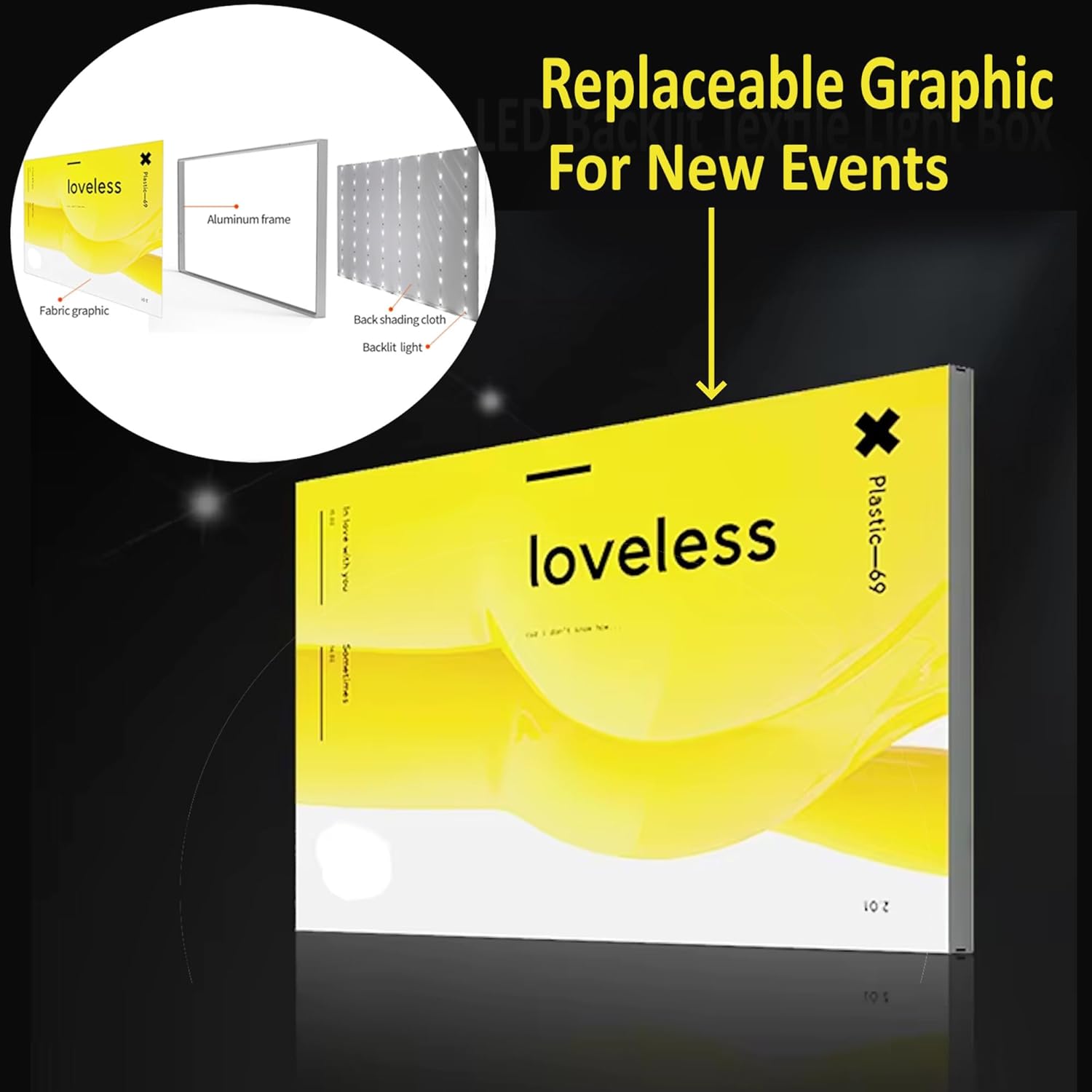 Custom Wall Mount Display Sign With LED Light - Full Customizable Luminescent Signage Decor For Advertising- Tension Fabric Backlit logo Sign With High Def Printing For Retails, Restaurants, Offices (Wall Mount LED Display)