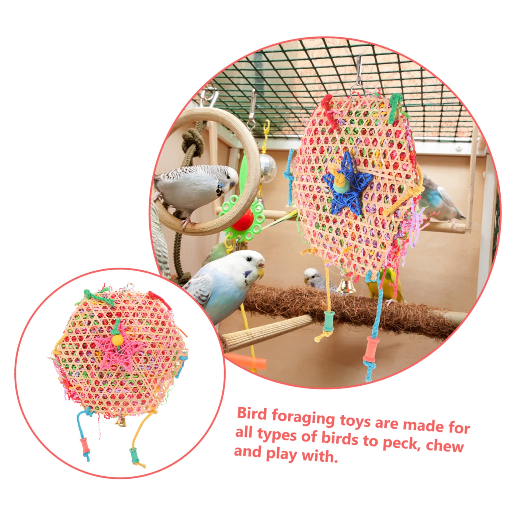 BESPORTBLE 6piezas Juguete Colgante para Aves Juguete Divertido para Periquitos y Loros para Masticar Jaula De Cuerda Natural para Mascotas