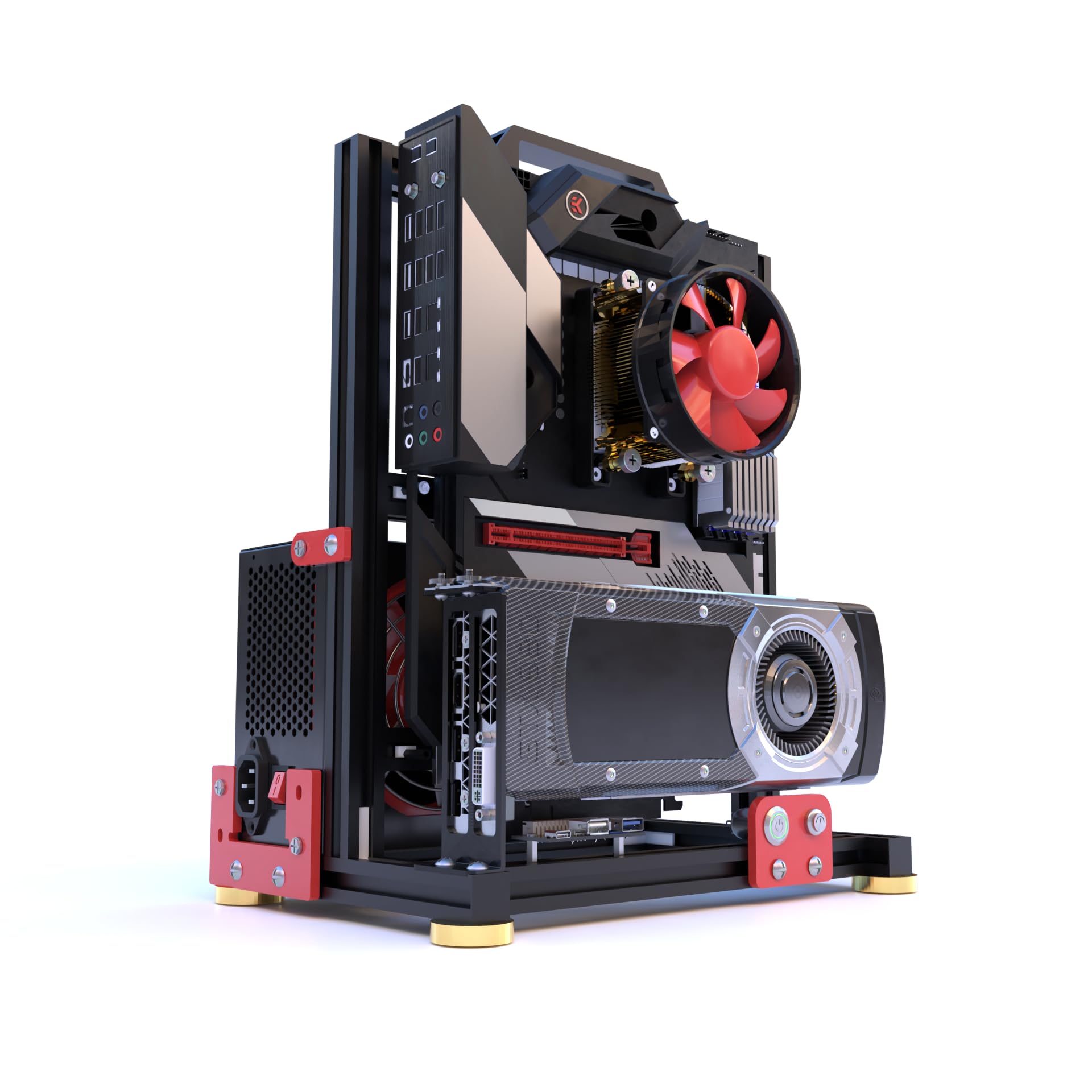 Chassis per PC desktop case aperto telaio ben raffreddato banco di prova materiale in alluminio include scheda madre di supporto tipo C (3.ATX)
