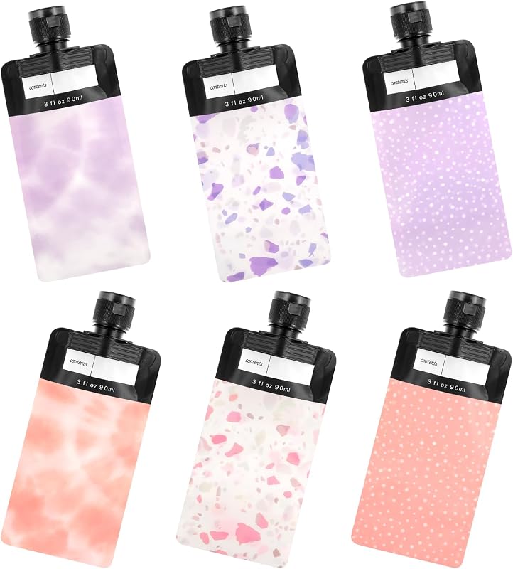 Dimeho 6 Frascos Recarregáveis para Viagem, 90 mL, PET, Rosa e Roxo