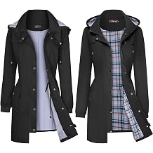 Bloggerlove Striped Rain Jacket with Plaid Lining Rain Jacket Black XL Bundle