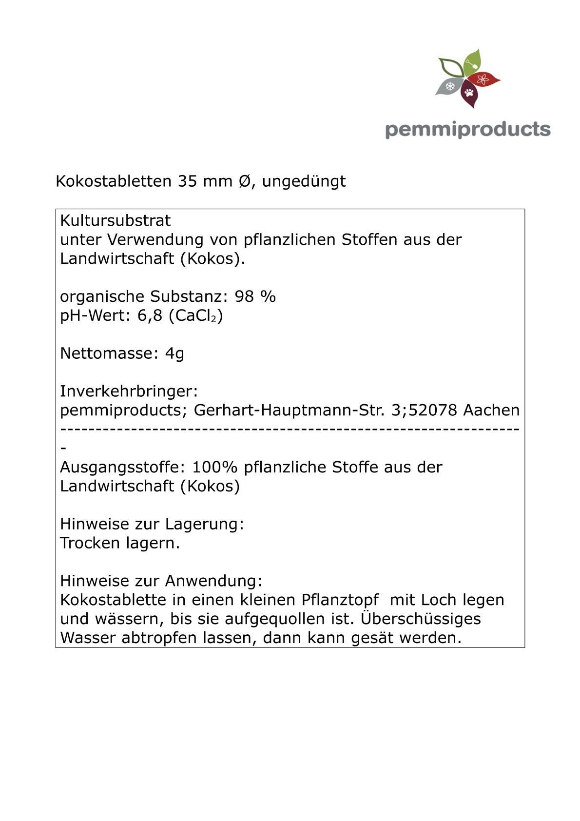 Kokosquelltabletten ca. Ø 35 mm, 1200 Stück (Preis je Stück: 15 Cent), Kokosquelltöpfe, Kokosquellerde, torffreie Anzuchterde aus gepressten Kokosfasern, ergibt ca. 90 ml je Tablette