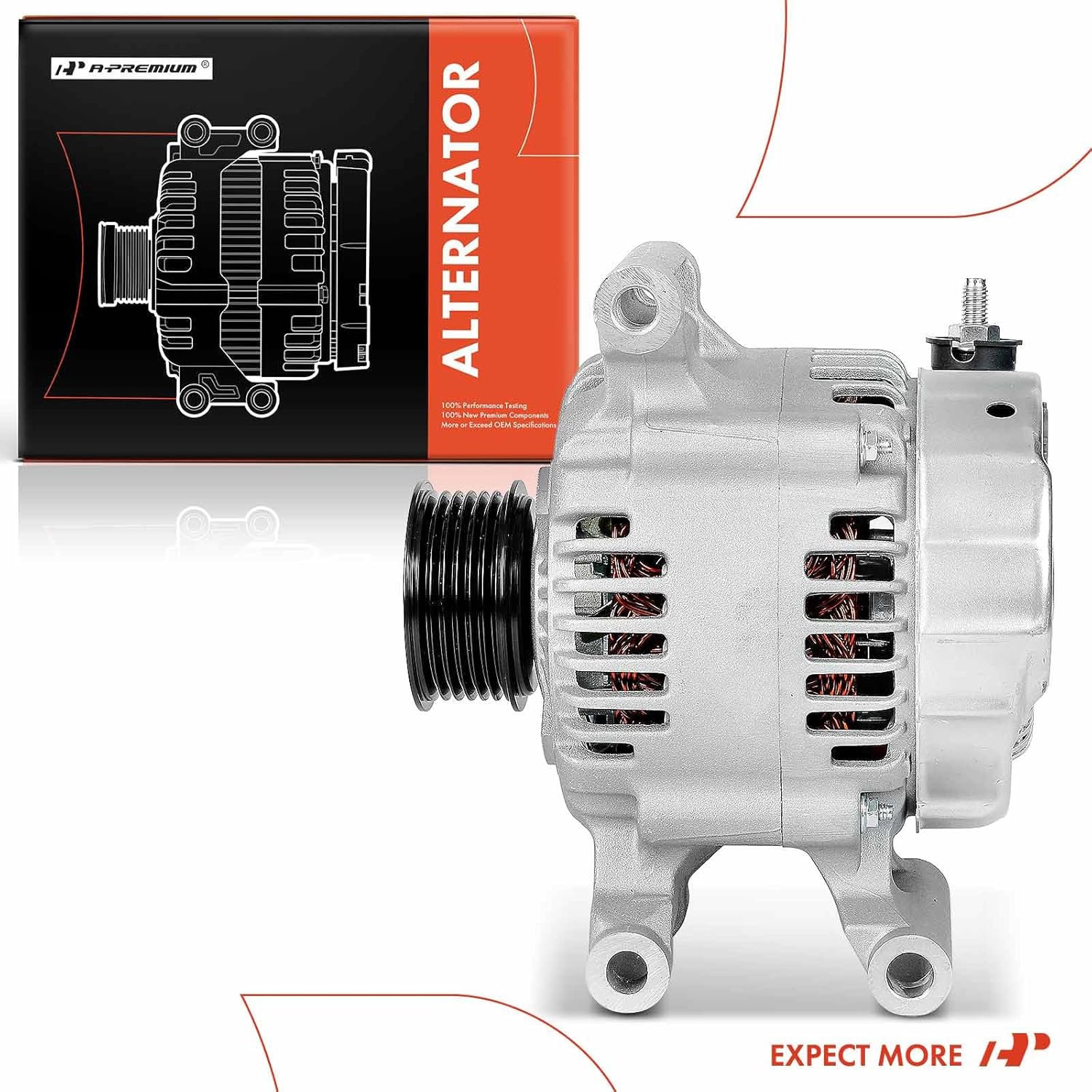 A-Premium Alternator Compatible with Jaguar S-Type 2000 2001 2002 2003 2004 3.0L, 12V 120A 6-Groove Pulley Clockwise, Replace# XR8310300BC, XR842452