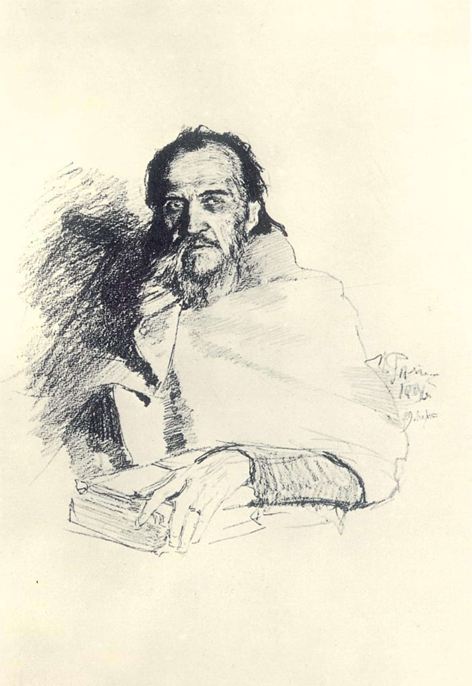 HRJUBWREE Oil Painting Prints on Canvas Painting Picture Portrait of the Poet Yakov Polonsky by Ilya Efimovich Repin Artwork Canvas Prints for Home Decor 60x90cm