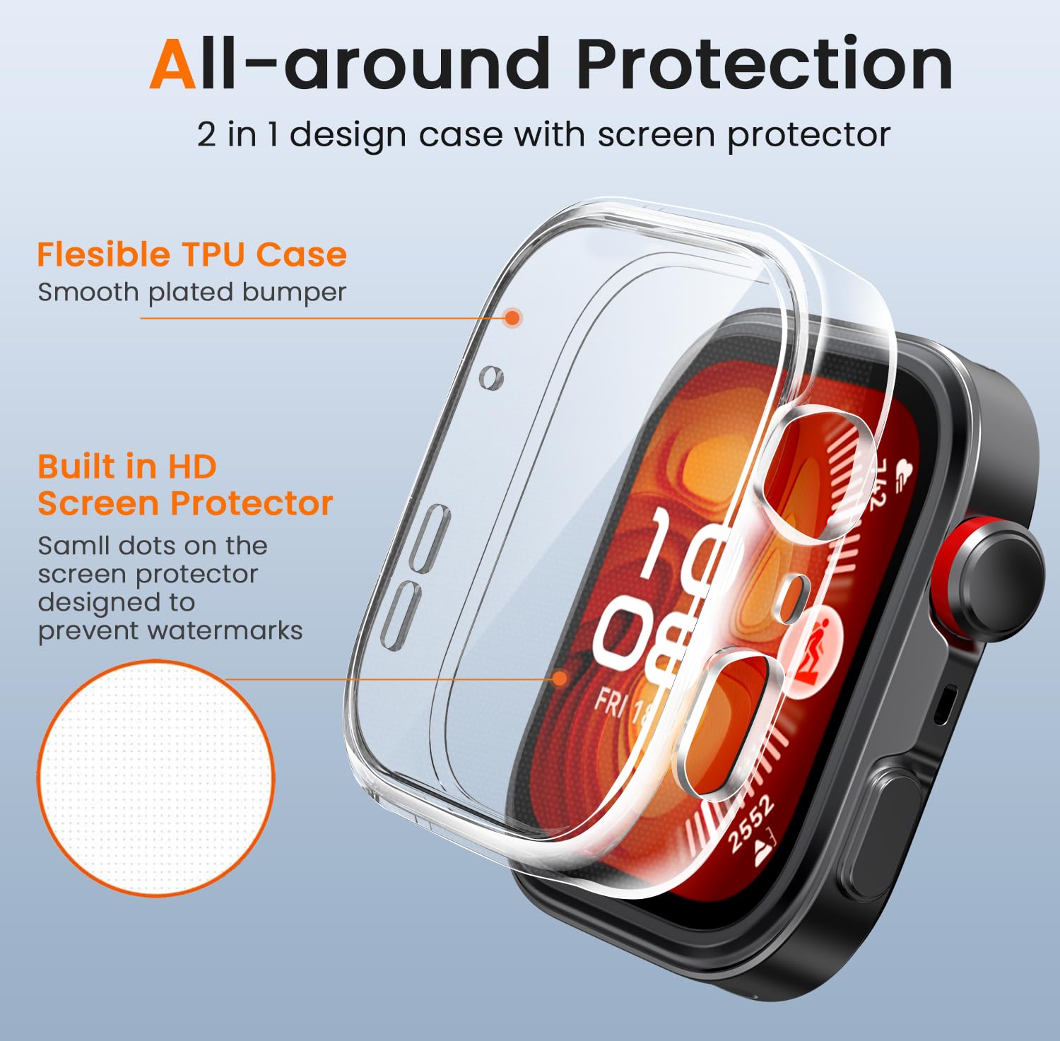 ivoler 3 sztuki etui z folią ochronną do Huawei Watch Fit 4 Pro, pełne pokrycie, odporne na uderzenia i zarysowania, ultracienkie, miękkie etui ochronne z termoplastycznego poliuretanu (TPU), 2