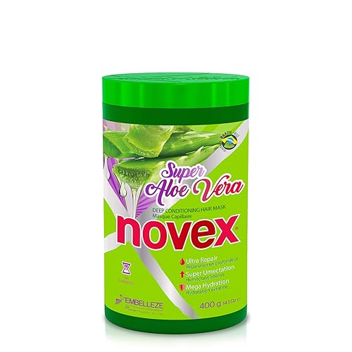 NOVEX Máscara de cabello súper aloe vera con infusión de aloe vera orgánico control de encrespamiento y volumen tarro 141 onzas para todo tipo de NOVEX Máscara de cabello súper aloe vera con infusión de aloe vera orgánico control de encrespamiento y volumen tarro 141 onzas para todo tipo de