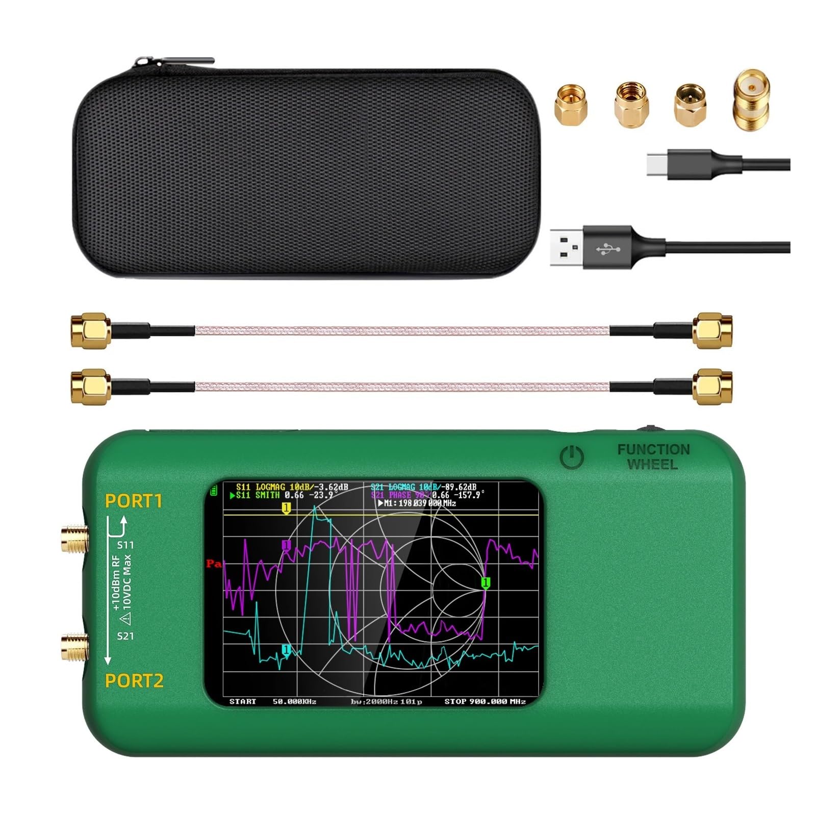 Spektrumanalysator, P5 Tragbarer Vektornetzwerkanalysator 3,98-Zoll-Touchscreen 10 kHz-1,5 GHz MF HF VHF UHF SHF Antennenanalysator