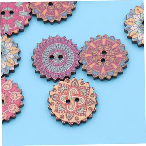 Miniatura 2 de EXCEART 200 botones para abrigos, bonitos botones de madera hechos a mano, botones de madera de flores, botones decorativos de madera para