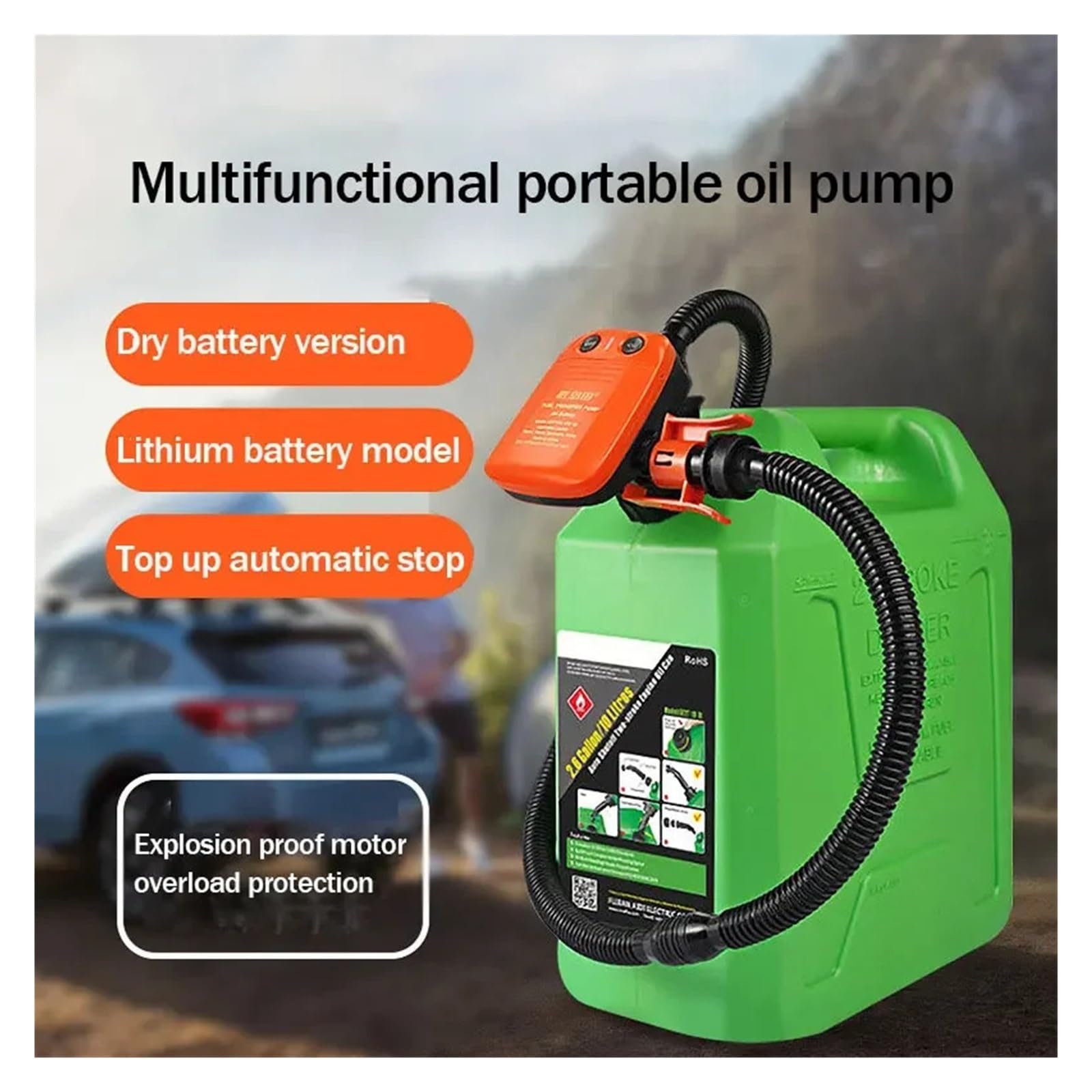Pompa olejowa naftowa Elektryczna pompa do przetaczania paliwa płynnego, 3 V/3,7 V Benzyna Dozownik oleju napędowego Przenośna studniowa Rolniczy, Handlowy(3V 9.0LMP 1.5M)