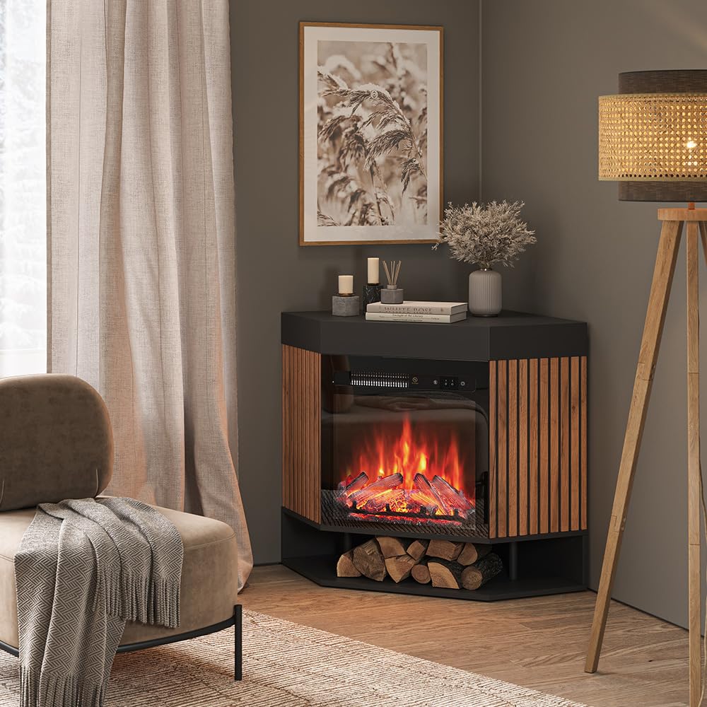 Vicco Chimenea eléctrica Lynea, Negro, 100 cm