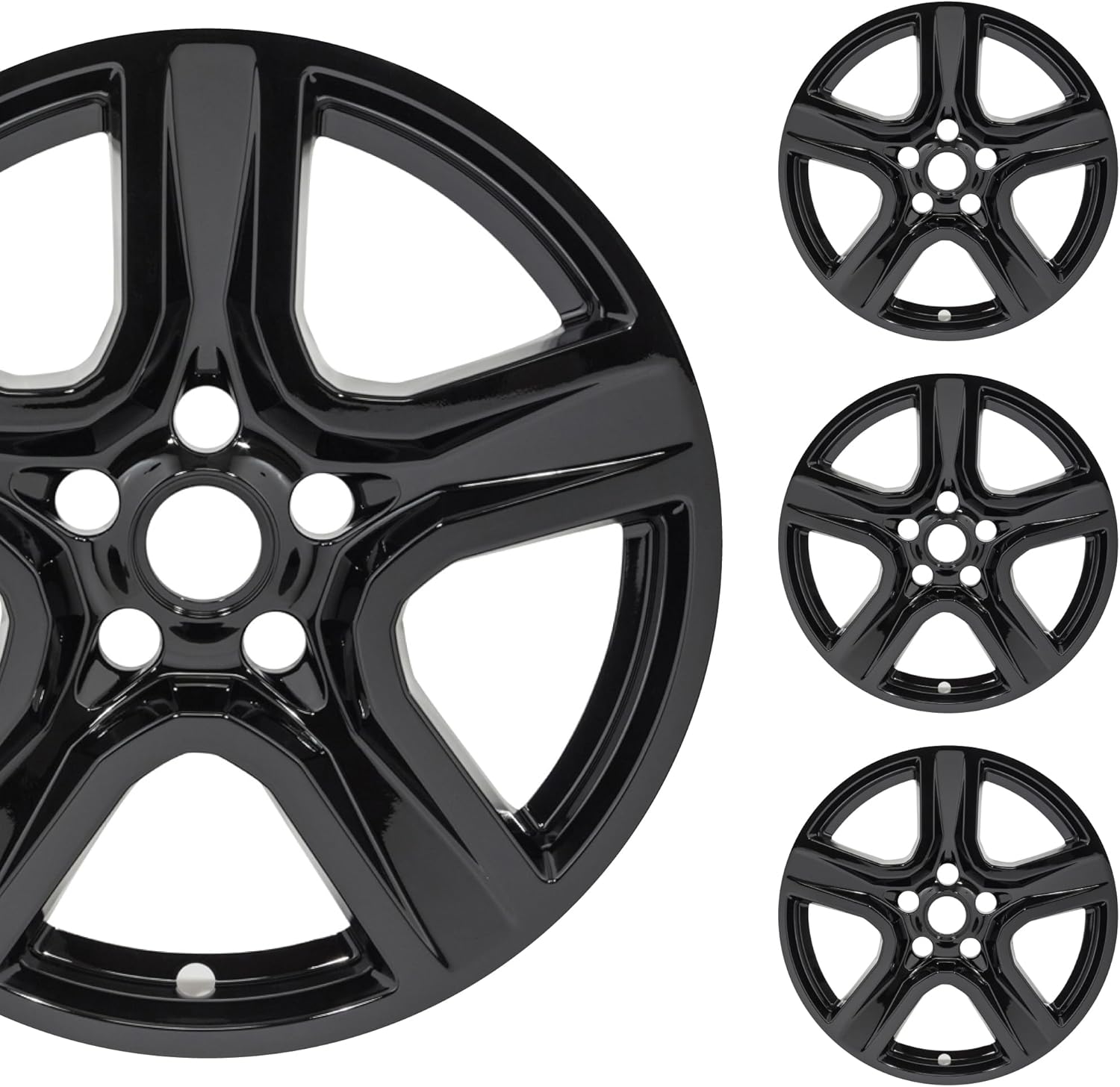 18" Gloss Black Wheel Skin Set Made for Chevrolet Camaro 1LT, 2LT, 3LT (2016-2024) | Durable ABS Plastic Cover Hubcap | Fits Directly Over OEM Wheel