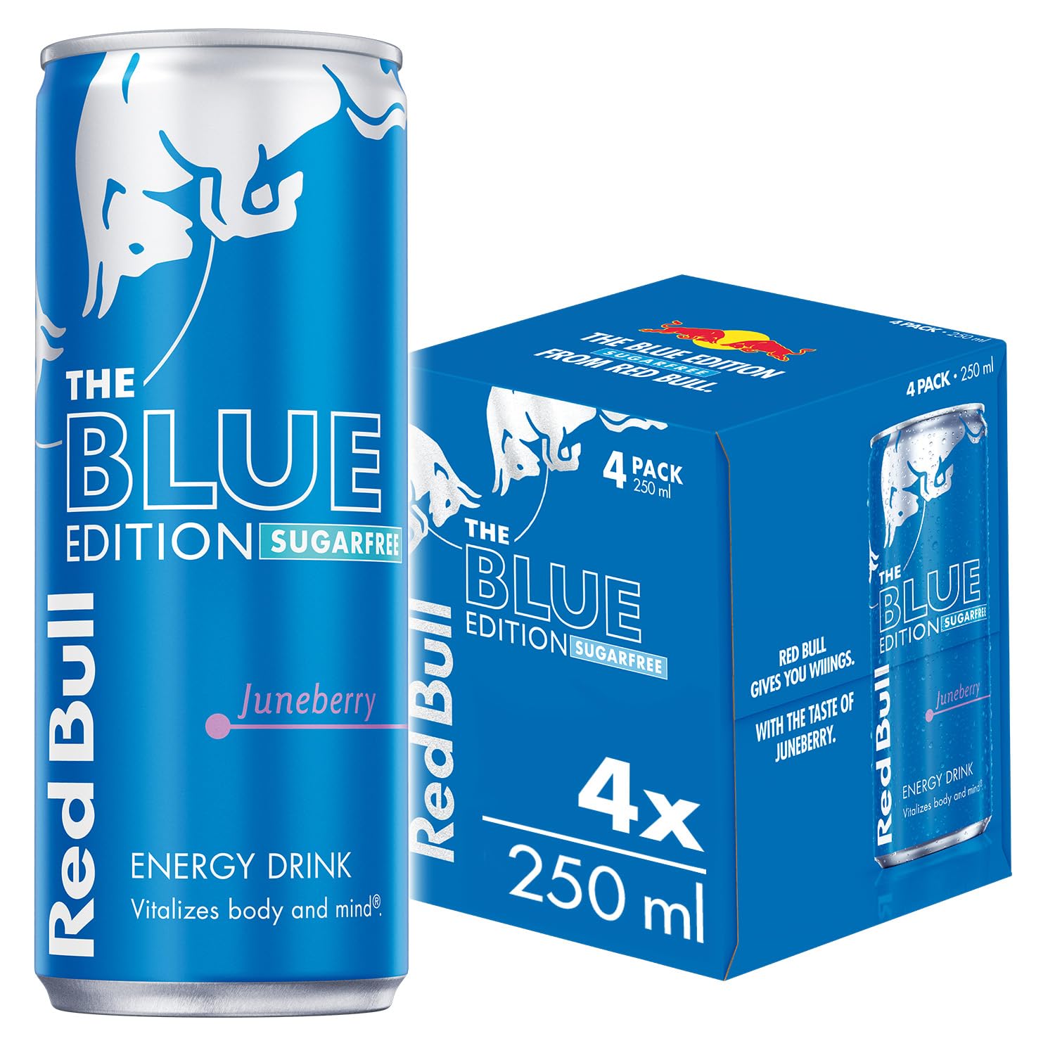 Red BullEnergy Drink Sugar Free Blue Edition Juneberry, 4 x 250ml