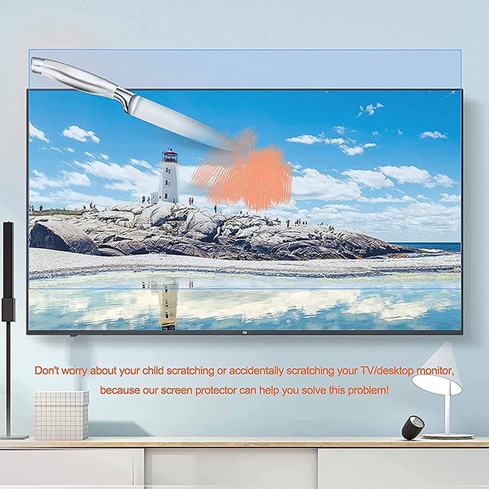 Osłona ekranu Smart TV, Folia ochronna na ekran telewizora 32-75 cali, matowa, z filtrem(48"(1056 * 596mm))