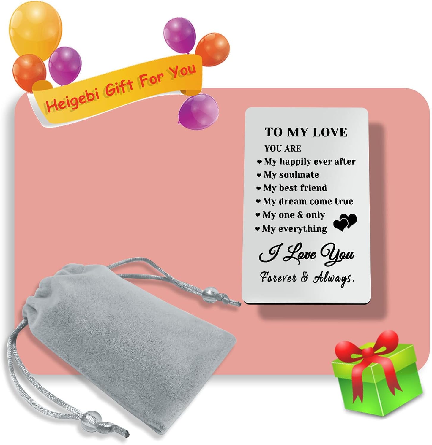 Anniversary GIF for Husband Boyfriend Engraved Wallet Insert Card from Girlfriend Wife Christmas Birthday Gifts Valentines Day Gift for Men Deployment Gifts for Him Wedding Christmas Birthday Present - Image 3