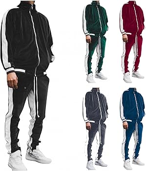 Men's Velour Tracksuit 2 Piece Sweatsuits Full Zip Golden Velvet