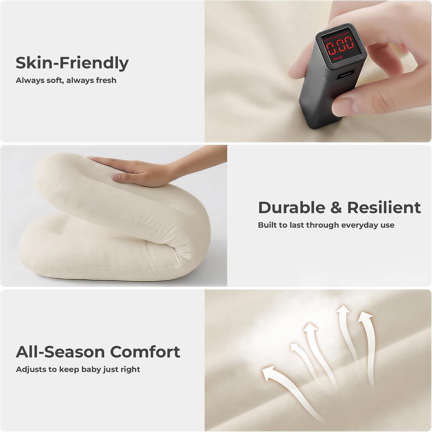 Infant Support Cushion - Baby Support Cushion for Newborn, 0-24 Months, Breathable Cotton Tummy Time Mat, Supervised Use, Portable Newborn Essentials for Home and Travel, Cream (Cover Included)