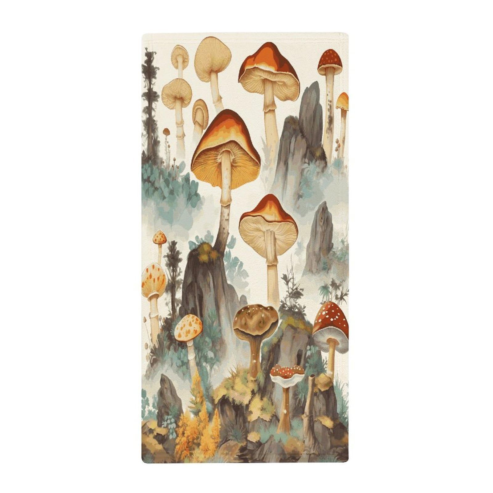 Fekiloot Style Japanese Painting Mushroom Towels For Bathroom, Bath Towels 13.8 X 28.7 Inch, Hand Towel Multipurpose Use As Bath Fitness, Bathroom, Shower, Sports, Yoga Towel