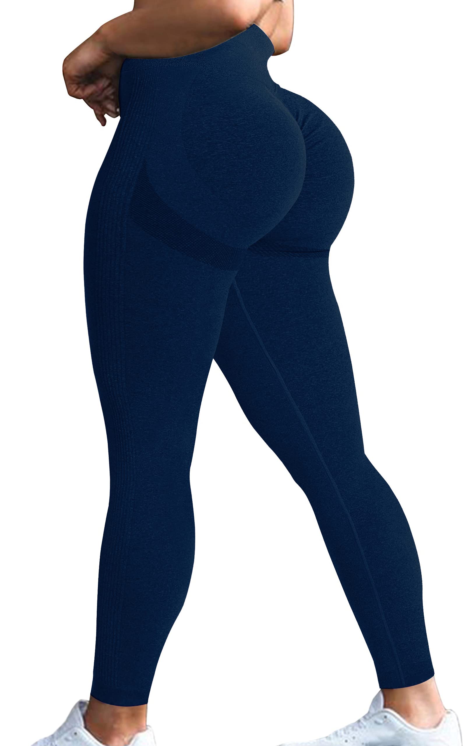 Vozobi Tiktok Trending Leggings Women's High Waist Smile Contour Booty Leggings Scrunch Butt Lift Workout Seamless Yoga Pants — view 30