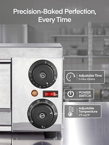 Miniatura 3 de Hornos de pizza para encimera, horno de pizza de 12 pulgadas para interiores con temperatura máxima de 662 °F, olla eléctrica para pizza