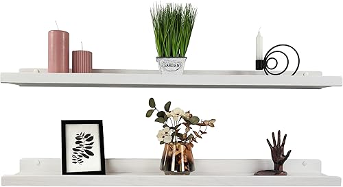 Miniatura 3 de Wood Wedge Estantes flotantes para pared, estantes rústicos de almacenamiento de pared con labio, estantería para niños, estantes de repisa de fotos