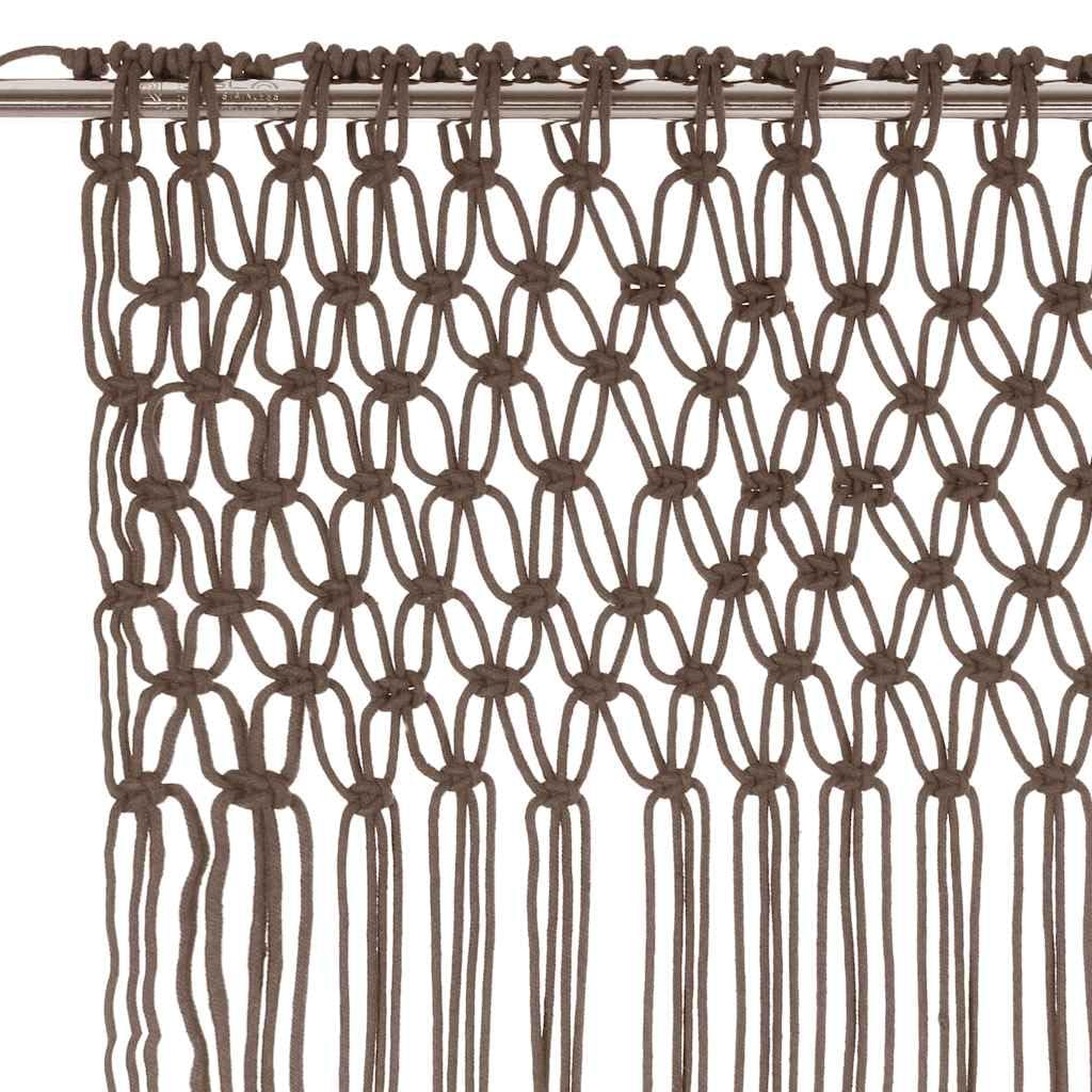 Rideau en macramé - Taupe - 140 x 240 cm - En coton - Décoration de fenêtre - Brise-vue - Séparateur de pièce pour porte et balcon - Avec pattes - Lavable - Pour tringle et rail
