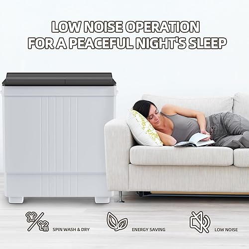 Miniatura 5 de Elevon Lavadora portátil, mini lavadora compacta de 20 libras, lavadora de doble tina de 12 libras y giratorio de 8 libras, lavadora de ropa con