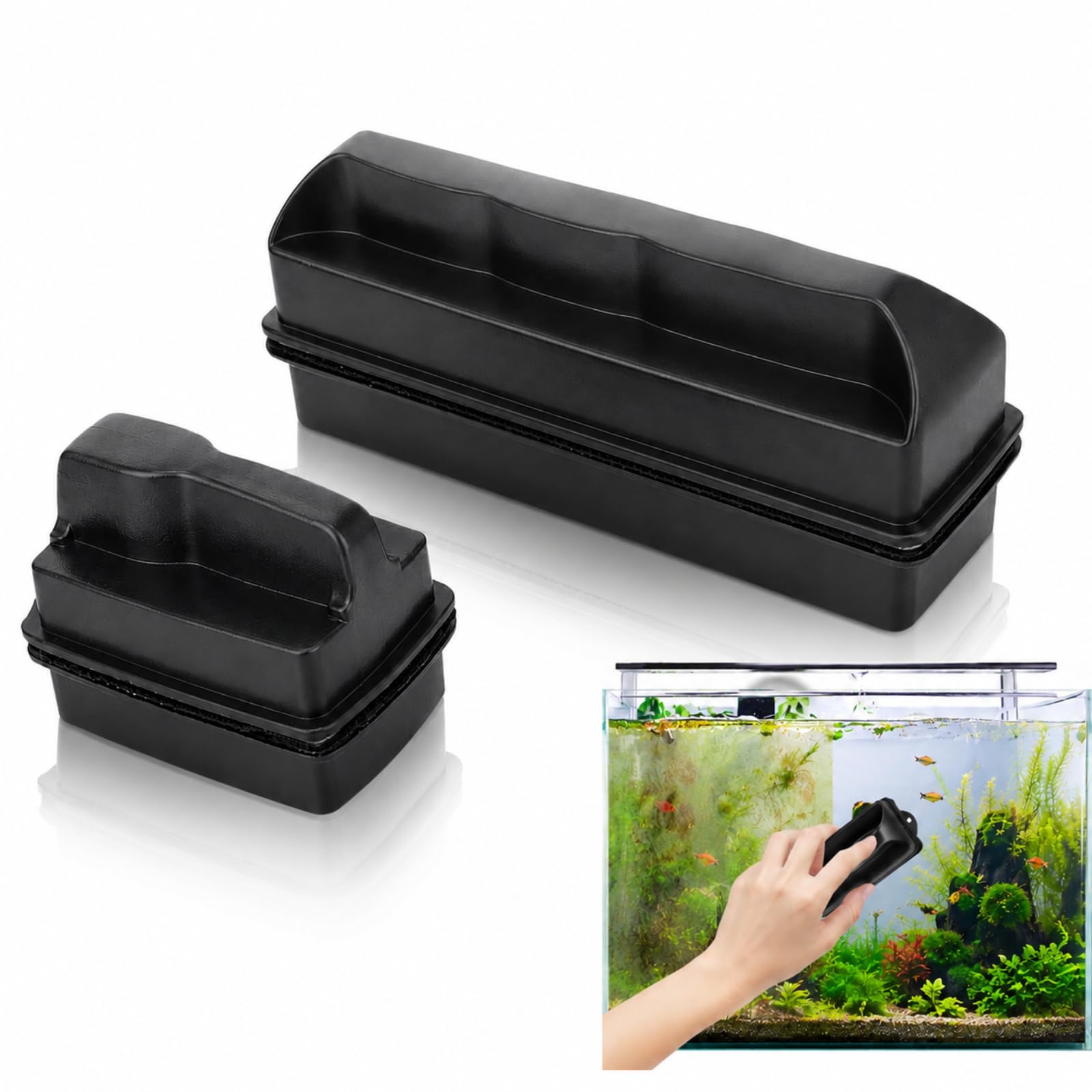 ZXCBW 2PCS Magnetic Fish Tank Glass Cleaner, Magnetic Scrubber Clean Brush