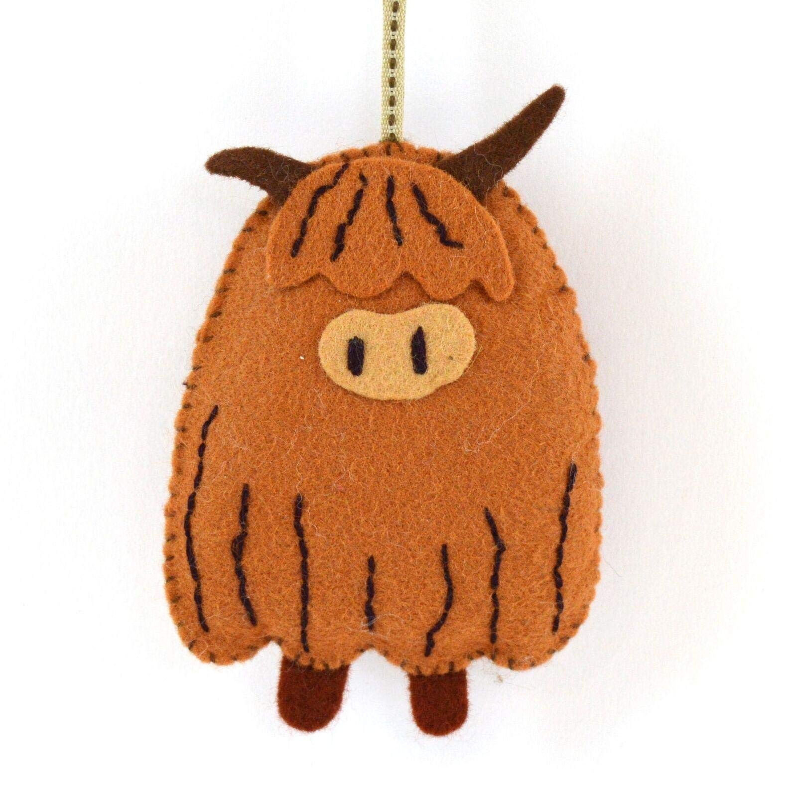 Corinne Lapierre Brown Felt Highland Cow Sewing Craft Mini Kit, 10 Cm