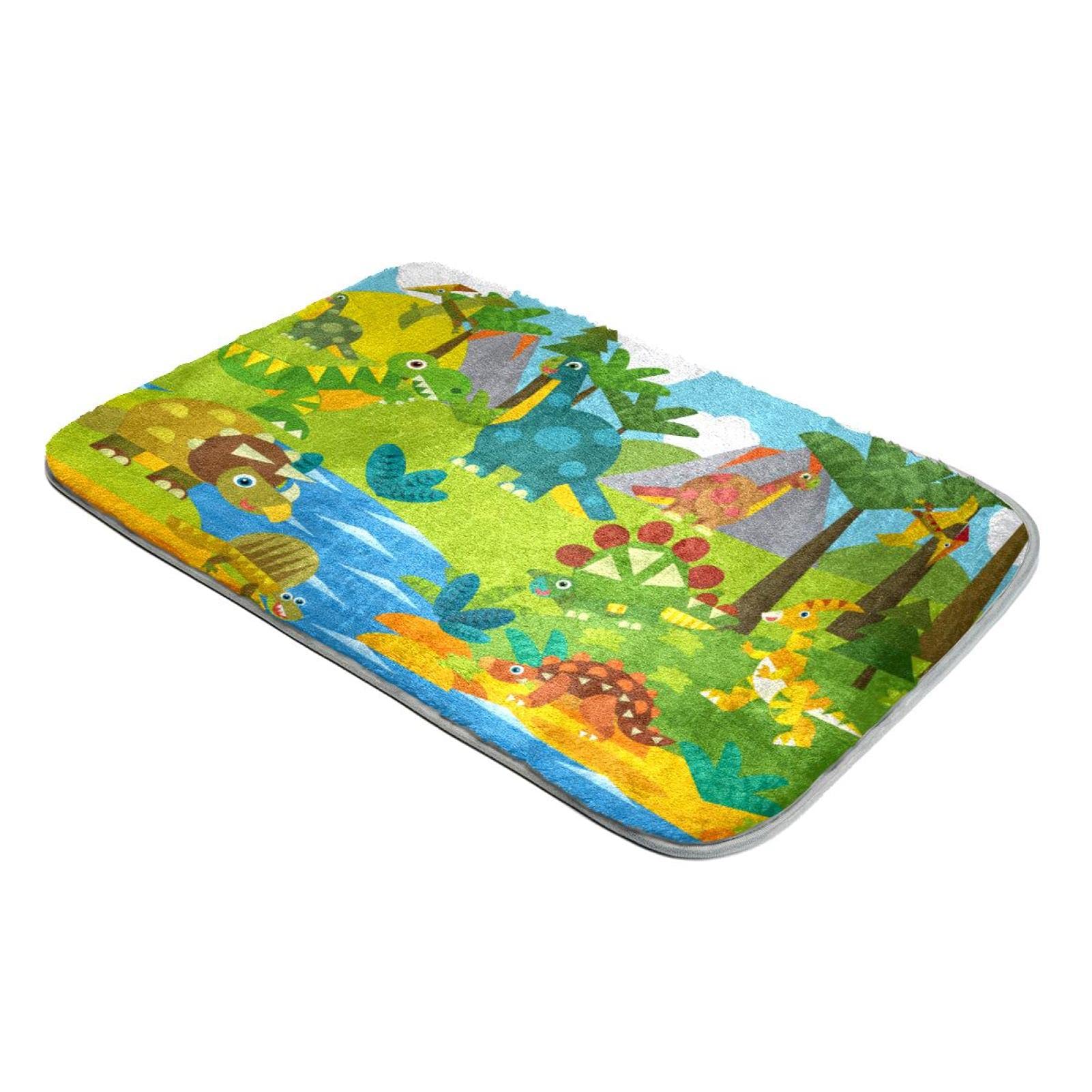 Tapis dinosaure forêt multicolore idéal pour coin lecture enfant