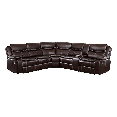 Warrenton Leather Gel Matched 3-Piece Sectional Manual Reclining Sofa with