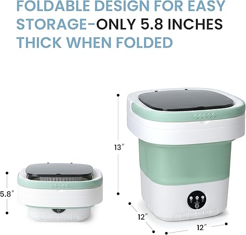 Miniatura 2 de Lavadora plegable portátil, mini lavadora de gran capacidad de 16 litros para ropa de bebé, ropa interior y lavandería de viaje, lavadora de