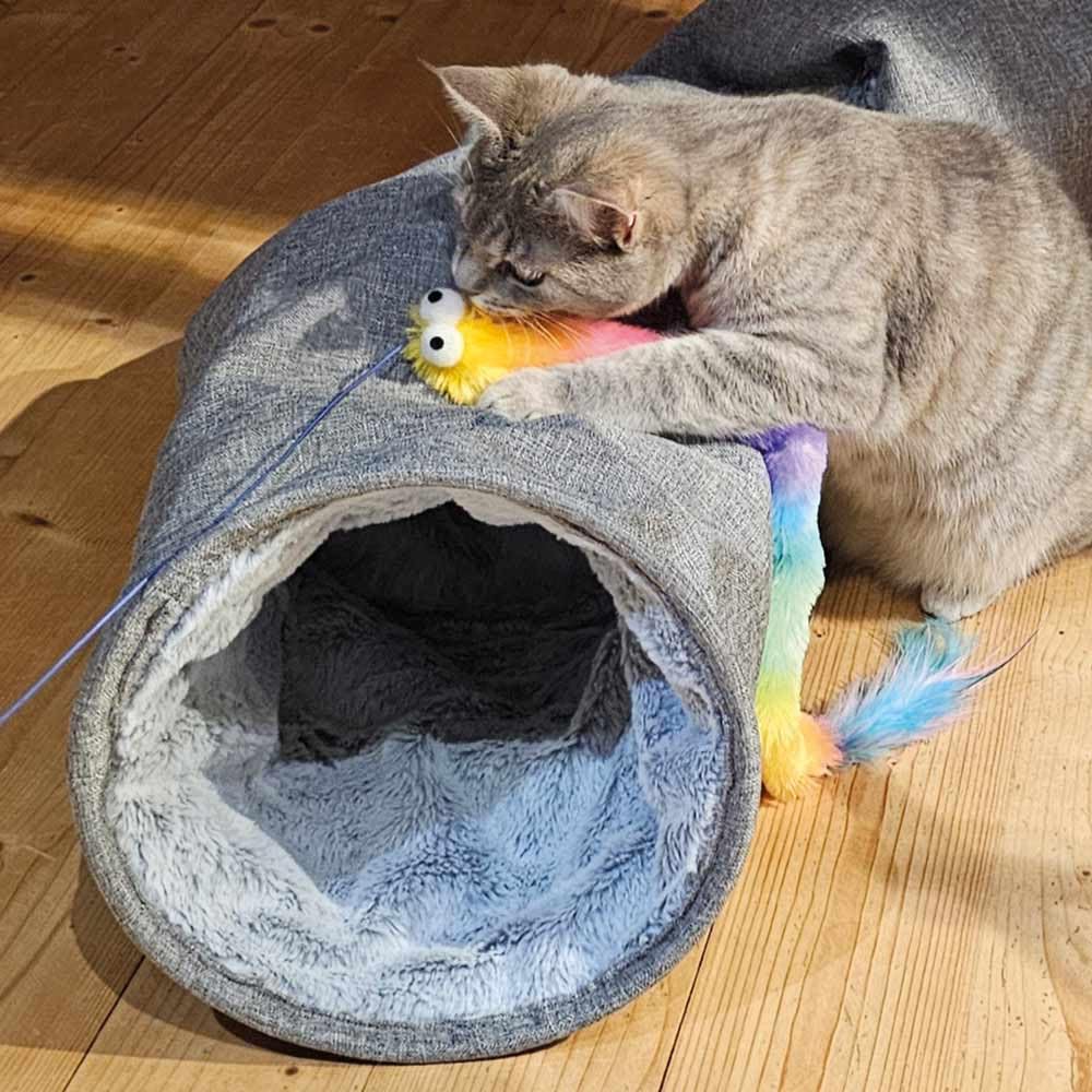 Nobby Plüsch Knistertunnel Gauri Für Katzen - 25x110 Cm Spieltunnel Mit Rasselfolie