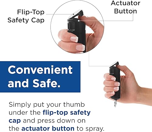 Miniatura 5 de Mace Security Gas pimienta de la fuerza policial, con tinta identificadora invisible UV, funda rígida Keyguard, llavero y apertura fácil, para 10