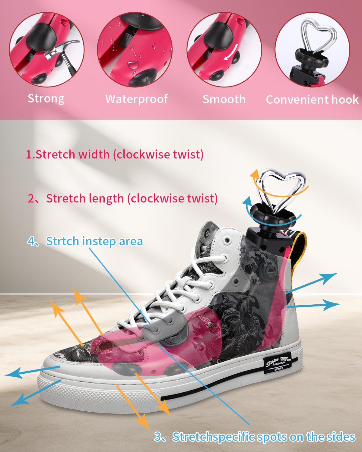 Yulado Hormas para Zapatos, Plástico Ensanchador de Con Calzador, Dilatador Unisex, Justable Longitud y Anchura Horma Ensanchar Zapatos, Ideales para Deportivas, Planos.