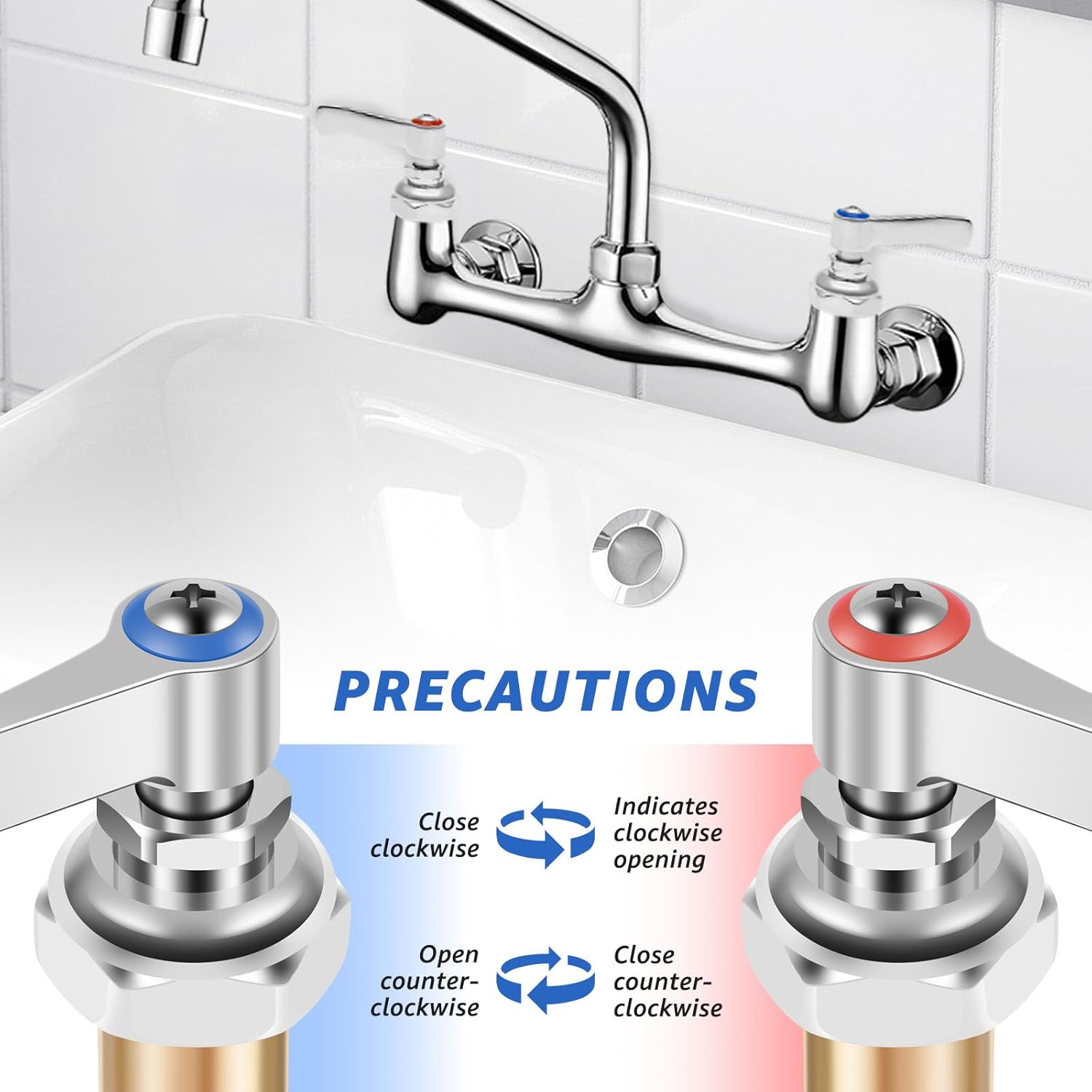 T&S Brass Faucet Parts Eterna Spindle Assembly Replacement, 002713-40 & 002714-40 Hot and Cold Side Handle Stem for Commercial Kitchen Faucet, 1 Pair (Red & Blue)